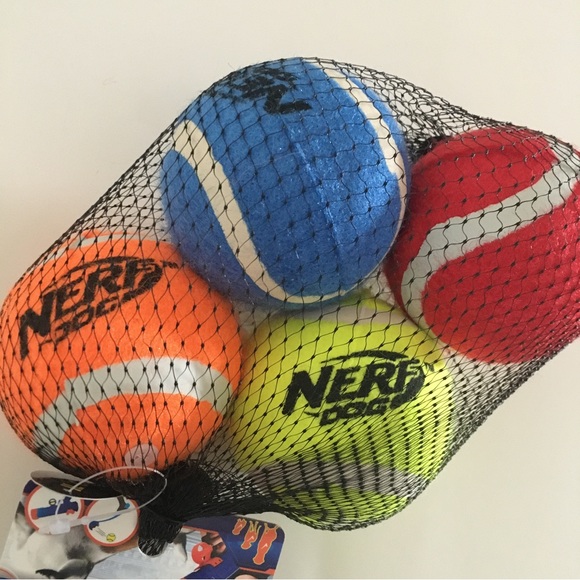 NEW NERF Dog Tennis Ball Interactive Dog Fetch Toys 4 pack Multicolor - Picture 3 of 5